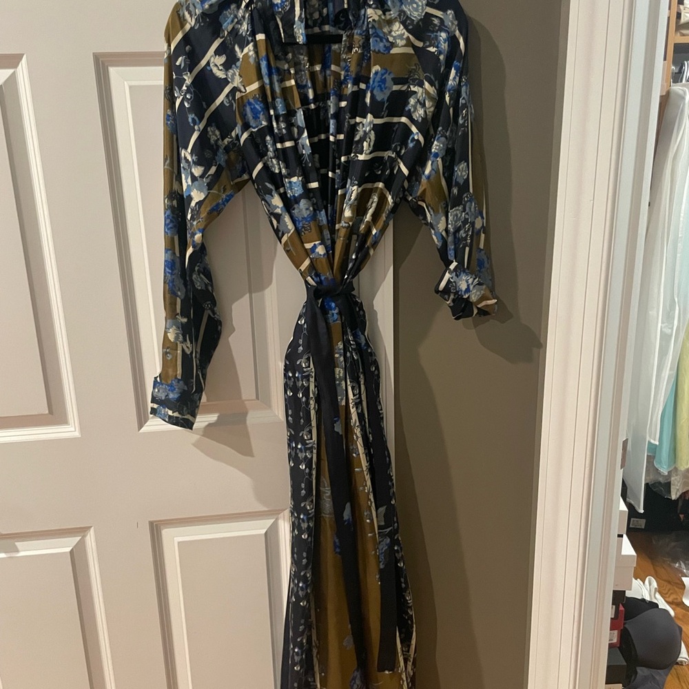 Mes Demoiselles Blue and Brown Floral Long Sleeve Jumpsuit